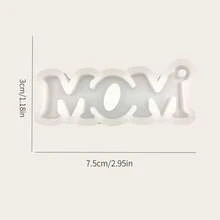 Molde de silicona para hacer colgantes de joyería con espejo de resina líquida, etiqueta con colgante de llavero "MOM" - Cuadrado - Ver 11
