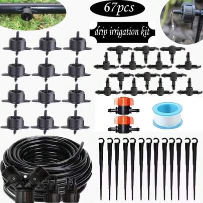 Garden Drip Irrigation System, Including Pipes And Accessories - Suitable For Greenhouses And Lawns, With Adjustable Drip Irrigation Kit