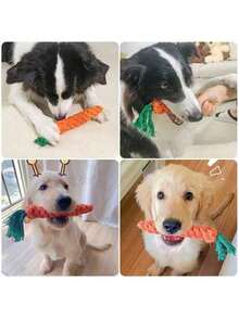 1pc/3pcs Carrot Shaped Pet Chew Rope Toy, Interactive Teething Toy Suitable For Puppies And Chewing Pets, Dog & Cat Gift - Multicolor - View 3