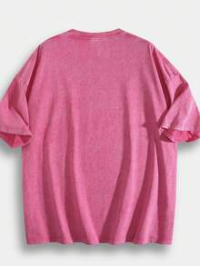 Black Vintage Washed Smi Ley Face T-Shirt | Pink Checkered Grid Graphic Tee | 100% Cotton Oversized Streetwear - Hoa hồng đỏ 03 - Xem 2