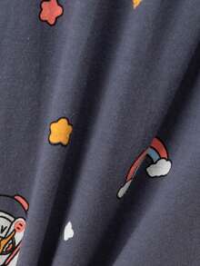 2pcs Set Grey Space Duck Cartoon Print Pajamas, Boys Cotton Sleepwear, Long Sleeve Top And Pants, Spring/Autumn - Grey - View 11
