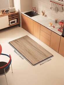 1pc/2pcs Set Faux Wood Grain Minimalist Silicone Bathroom Mat - Absorbent Mildew Resistant Rectangular Floor Protector - Multicolor - View 13