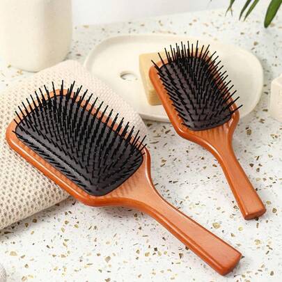 Air Cushion Volumizing Massage Comb, Wooden Comb, Suitable For Coarse Hair, Fine Hair, Curly Hair, And Dry Hair Styling. Can Be Used On Wet Or Dry Hair. Ideal As A Gift. Includes A Tool For Cleaning The Comb.