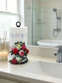 Elegant Rose Pattern Napkin Holder - Essential For Weddings, Parties And Banquets | Decorative Kitchen Storage Rack With Hanging Ring, Sturdy Base, Ideal For Holiday Events And Daily Kitchen Decor - Multicolor - View 10