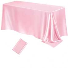 1 pièce Nappe en satin rectangulaire, grande taille, disponible en plusieurs tailles, nappe décorative en tissu lisse et rectangulaire, convient pour les cérémonies, les mariages, les fêtes, la décoration de table de salle à manger (rose) - Rose pâle - Voir 24