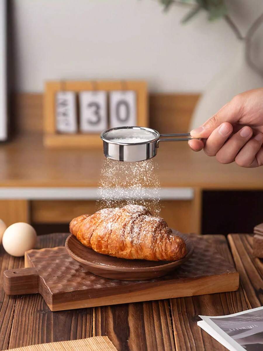 1pc Stainless Steel Food Sifter, Mini Sieve With Handle, Handheld Fine Mesh Strainer, Quickly Sift Flour, Almond Powder And Powdered Sugar - View 1
