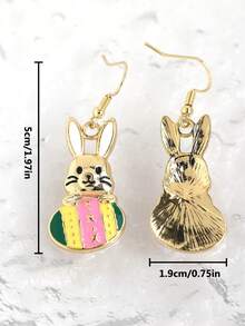 1 Pair Easter Egg Rabbit Dangle Earrings, Fashionable Enamel Rabbit & Egg Earrings Suitable For Women's Daily Wear, Parties, Holidays - Rabbit Earrings - View 5