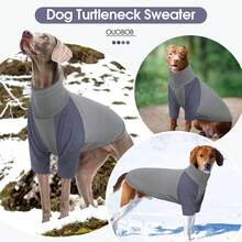 1pc High Collar Elastic Dog Sweater, Soft Warm Jacket, Small/Medium/Large Breed Dog Fleece Vest, Suitable For All Seasons Dog Shirt, Knitted Pullover Lightweight Clothing Jumpsuit - Grey - View 8