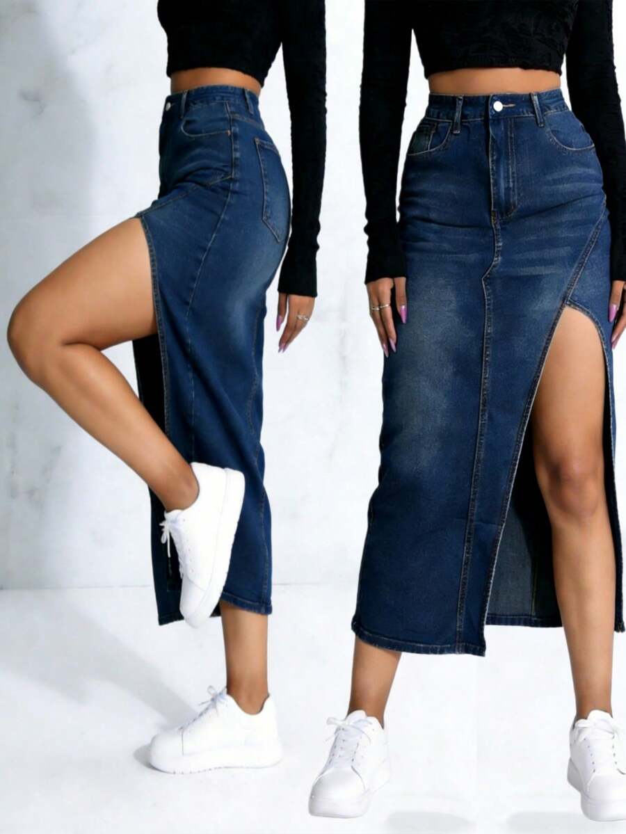 Elegante  Casual    Bolsillo  Cremallera  Botón    Diario - Azul - Ver 1