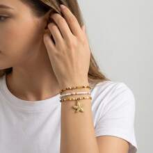 3 piezas Pulseras con forma de estrella de mar, adecuadas para el uso en vacaciones en la playa de las mujeres - Multicolor - Ver 3