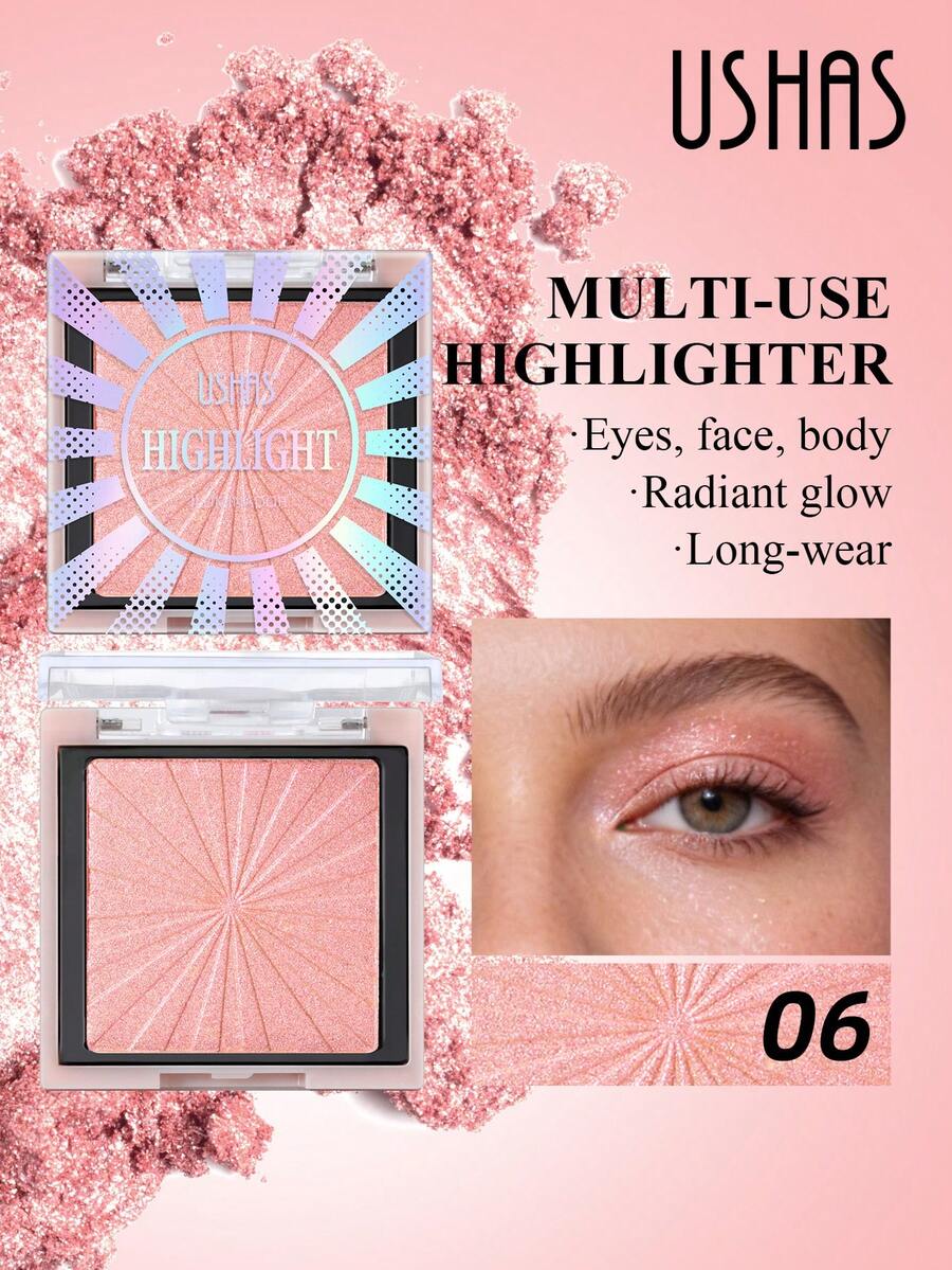USHAS 3D高光粉饼，闪亮珠光，打造面部及身体自然透亮光泽，适合新手使用的彩妆产品 - #06 - 查看 1