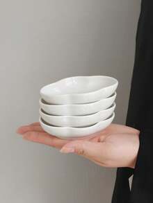 1个/2个/4个/5个 简约白色云朵造型陶瓷盘，冰淇淋甜点碗，家用沙拉布丁碗，婴儿辅食陶瓷碗，创意小众零食碗 - 白色 - 查看 8