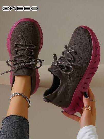 ZKBBO Women's Lightweight Comfortable Minimalist Running Shoes, Knit Fitness Walking Casual Sneakers