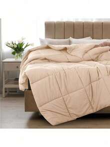 1 Pc Lux Decor Down Alternative Comforter – Soft Breathable All Season Quilt With Corner Tabs – Lightweight Hotel-Quality Bedding For Summer Sleeping – Box Stitching For Fluffiness – Versatile Bedroom Decor – Back To School, Graduation Gifts, Home Decor-Summer Turn Up, Summer Pick, Halloween-Inspired Bedding, Halloween Fall Decor - 米色 - 查看 9