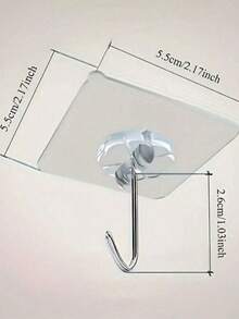 100pcs Heavy Duty Self-Adhesive Hooks, Waterproof And Oil-Proof Transparent Seamless Hooks, Suitable For Bathroom And Kitchen, Practical Hooks, Multi-Functional Hooks - Transparent - View 2