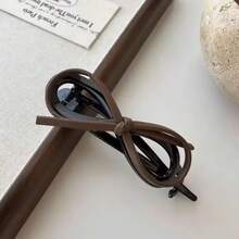 Leather Bow Twist Hair Clip, Women's Back Of Bun One-Word Clip, High-End Accessory - 隨機顏色-2 - 查看 6