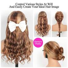 ZHENDEFA 360° Drawstring High Definition Transparent Front Lace Human Hair Wig, 4/27 Ombre Gradient Big Waves, Pre-Trimmed Hairline, Glueless Honey Blonde, 200% Density - S4/27 - View 7