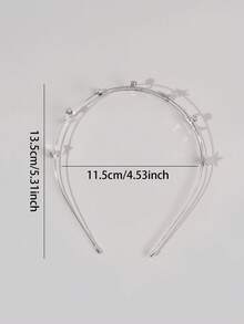 1件银色五角星月亮图案铁艺发箍，优雅时尚女士发饰 - 銀色 - 查看 4