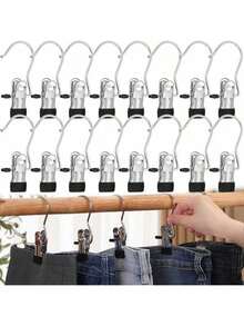 5 Portable Hangers, Stainless Steel Clothes Clips, Wardrobe Organizer Hangers, Suitable For Balcony, Outdoor, Wardrobe Organization, Room Decoration, Storage Items, Organizing Pants, Shoes, Jeans, Boots, Skirts, Minimalist Style - 查看 10