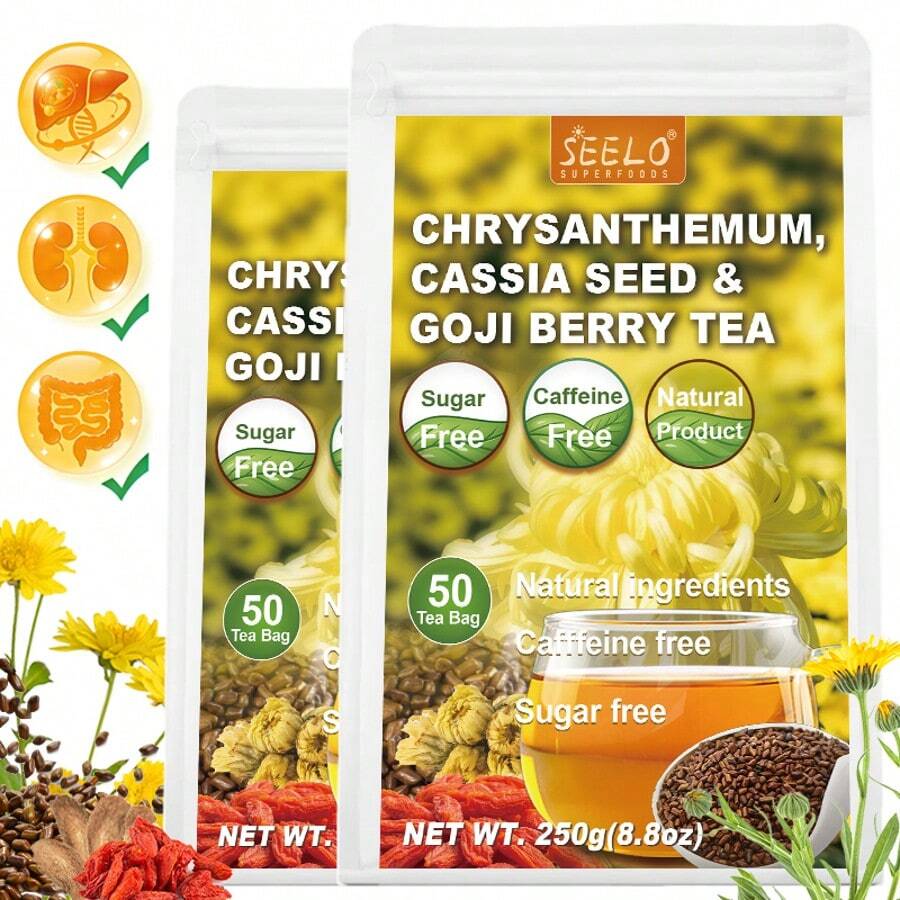 Seelo Chrysanthemum And Honeysuckle Tea (Honeysuckle, Chrysanthemum, Cassia Seed, Burdock Root, Orange Peel, Wolfberry, Gardenia, Licorice, Dandelion, Mulberry Leaf) Ten-In-One Flower Tea Health Tea 8g*25 Packs 200g 7.05oz - honeysuckle tea(200g) - 查看 1