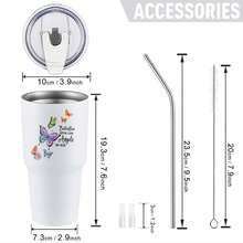 30oz Stainless Steel Tumbler Black White Options,  Butterflies Sparkle Angels In My Heart Graphic Cups, Insulated Travel Coffee Mug With Lid And Straw , Double Wall Vacuum Reusable Travel Cups, Funny Birthday Party Gift For Women & Men - trắng - Xem 3