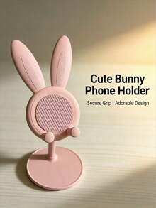 1pc Cute Cartoon Rabbit Phone/Tablet Stand, Suitable For Makeup, Watching Videos, Selfie Use - Pink - View 7
