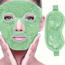 Máscara facial de hielo reutilizable, compresa fría, máscara facial, máscara de ojos fría/caliente, paquete de gel de hielo, gel de cuello y hombros de hielo, máscara facial y máscara de ojos de perlas de gel calmante - sin fragancia, sin alcohol, apto para todo tipo de piel - Mascarilla de gel - Ver 9