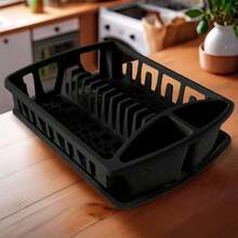 Single-Tier Dish Drainer – Integrated Dish And Cutlery Organizer, Ideal For Kitchen, Durable And Easy-To-Clean Plastic, Dries Dishes Quickly And Organizes Your Space (Black), 41975182 - 芥末黃 - 查看 2