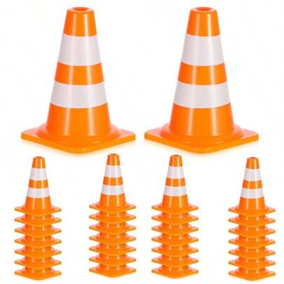 30 PCS Traffic Cones, 1 Inch Orange Cones Roadblock Signs, Small Construction Cone Orange Traffic Caution Signs Sports Training Micro Landscape Sand Table