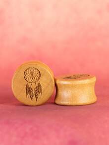 1对时尚波西米亚复古摇滚风天然木雕耳扩，男女通用，适合日常佩戴、派对、送礼 - 捕梦网耳塞 - Ear gauge - 查看 16