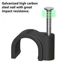 100pcs Steel Nail Cable Clips, Round Cable Management Clips 10mm - For Electrical, Ethernet, Dish Wire & Coax Cable (Black) - A - View 10