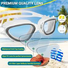 No Leak Swim Goggles Wide Lens & Anti-Fog Technology - Clear Lens/Black(Non-polarized) - View 2