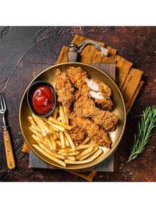 2个金色不锈钢烤盘，可重复使用且易于清洁（可用洗碗机清洗），6.6英寸圆形水果零食盘、自助餐盘、烧烤盘、披萨盘、沙拉盘、意面盘、甜点盘、坚果盘、糖果盘、水果拼盘、露营盘 - 金色 - 查看 2