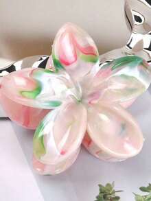3pcs Floral Print Bohemian AS (Acrylonitrile-Styrene Resin) Green, Magenta, Light Pink Ombre Large Flower Hair Clips, Fashion Versatile Elegant Minimalist Hair Accessories Suitable For Daily, Casual, Party, Beach, Ponytail, Bun, Washing Face, Makeup, Outfit Matching, All Seasons Summer Beach Claw Clips Vacay Hair Claws - Multicolor - View 5