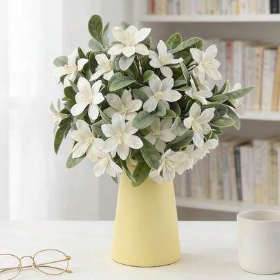 白色樱花花束 - 1/3 包仿真丝婚礼花卉，适用于餐桌摆饰、拱门和家居装饰，可弯曲花茎，叶片可拆卸，人造花束，仿真白色花枝植物，散装仿真花卉装饰，适用于婚礼、派对、家居餐桌摆饰、花瓶等。