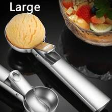 Cuchara para helado de acero inoxidable, cuchara de helado creativa, cuchara rebotadora, cuchara para helado, herramienta de tallado de bolas de fruta, herramienta duradera para cavar bolas, adecuada para sandía, melón, papaya, helado, paletas y fruta - Multicolor - Ver 3