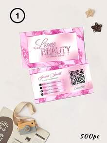 200/500/1000pcs Customized Luxury Beauty Business Card Template, Personalized Marble & Gold Glitter Business Card With QR Code, Suitable For Eyelash Technicians, Beauticians And Influencers - Multicolor - View 15