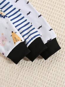 Bộ 3 áo liền quần dài tay họa tiết động vật hoạt hình dễ thương cho bé, thích hợp cho mùa xuân/thu. - Nhiều màu - Xem 6
