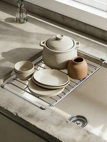 1 pieza Rejilla de drenaje para fregadero, rejilla de drenaje multifuncional para utensilios de cocina, rejilla de platos expandible, rejilla de drenaje ahorradora de espacio para autocaravanas y uso comercial. - Multicolor - Ver 9