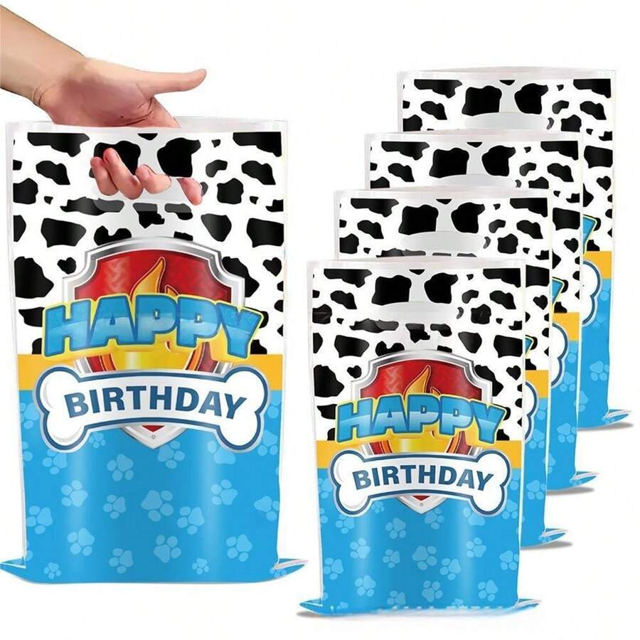Paw Patrol 10pcs  Puppy Theme Gift Bag | Vibrant "Happy Birthday" Pattern Printed With Durable Materials | The Best Option For Friends, Birthday Gifts, And Back To School Gifts | Cute Party Supplies - Multicolor - View 1