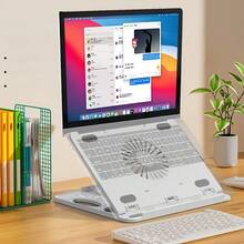 Adjustable Universal Laptop And Tablet Stand, Multi-Angle Ergonomic Lift Stand, Foldable Portable Design, Heat Dissipation And Ventilation, Lightweight White Plastic, Suitable For Office, Drawing, Typing And Desktop Use, Compatible With Most Laptops And Tablets - View 5