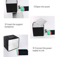 Mini caja de luz LED para estudio fotográfico de 30 cm, portátil, plegable, con 6 tipos de fondos de color y 5 V - Negro - Ver 3