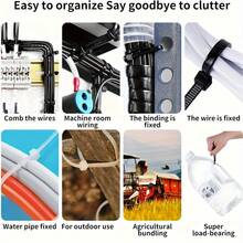 100根尼龙扎带 | 多用途塑料扎带，适用于家庭、花园、办公室、旅行和工作室 | 耐寒耐热，经久耐用 - 100個 - 查看 4