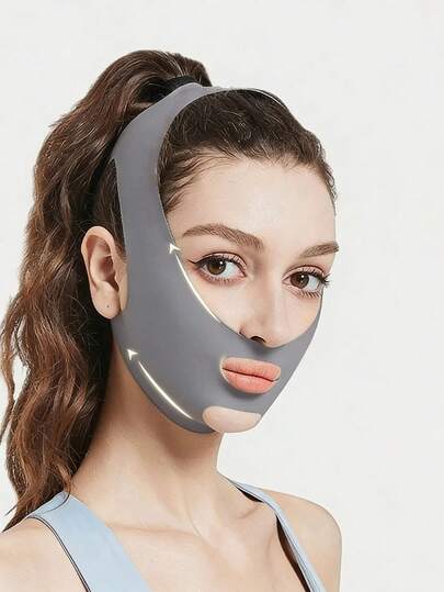 1 szt. Szary pasek przeciw chrapaniu w kształcie litery V, pas do spania liftingujący twarz, oddychający, bezszwowy, dla mężczyzn, kobiet i dzieci, trening snu, relaks, codzienne użytkowanie