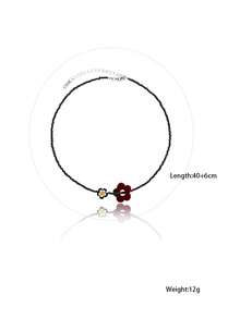 Dây chuyền hạt cườm hình hoa nhung, vòng cổ choker hạt cườm hình hoa đá mã não thanh lịch kiểu Hàn Quốc dành cho nữ. - màu đen - Xem 9