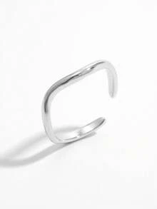 1pc Fashionable & Delicate 925 Silver Geometric Twisted Design Open Ring, Suitable For Women's Dating, Party And Daily Wear - Silver - View 3