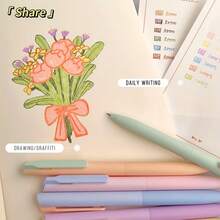 6/12pcs Set Retro Dopamine Colorful Gel Ink Pens 0.5mm Quick-Drying For Journaling, Drawing, Note-Taking - Glitter Gel Pen Set - Multi-Color Ink Pens For Art, Crafts And Writing - Neutral Ink Pen Combo, Organized Display | Durable Plastic - Colored Gel Pens - View 4