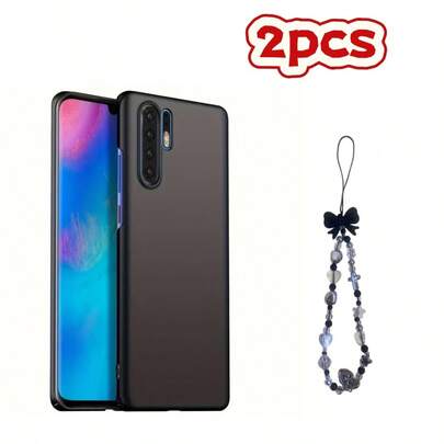 2pcs Black Silicone Anti-Drop Phone Case [1 Phone Case + 1 Phone Lanyard], Compatible With Huawei P40/Honor X50i/Honor X6c/Honor X9/Honor X7a/Honor 20/Honor 200 Lite/Honor 50 SE/Y6s/Y5p/Nova 11 And Similar Smartphones, Transparent Corner Shockproof Phone Case, Phone Case, Anti-Drop Phone Case, Transparent Phone Case, Minimalist Phone Case, Solid Color Phone Case, Transparent Phone Case, TPU Anti-Drop Phone Case