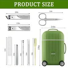 1 Set Stainless Steel Manicure Kit, Nail Clippers & Pedicure Tools - Portable Travel Grooming Set, Unisex, With Mini Travel Case & Rollers - Multicolor - View 7