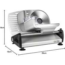 rebanadora eléctrica, rebanadora de jamón, hoja de acero inoxidable, grosor de ajuste de 0 a 15 mm para jamones, embutidos, panes, carnes, etc. potencia de 110 Watts, cuchilla de disco de 19 cm de diámetro - Tipo de Enchufe A USA (110-127V) - Ver 11